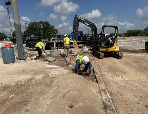 Sidewalk and curb work for a pole foundation