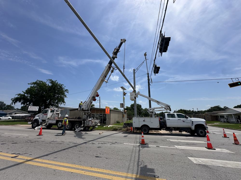 Pole replacement with crane and bucket truck