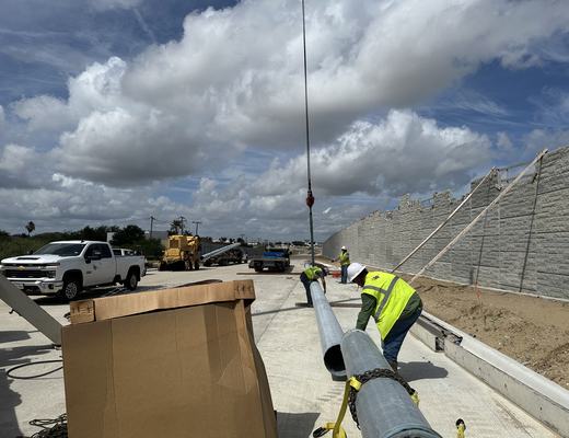 Pole sections on site